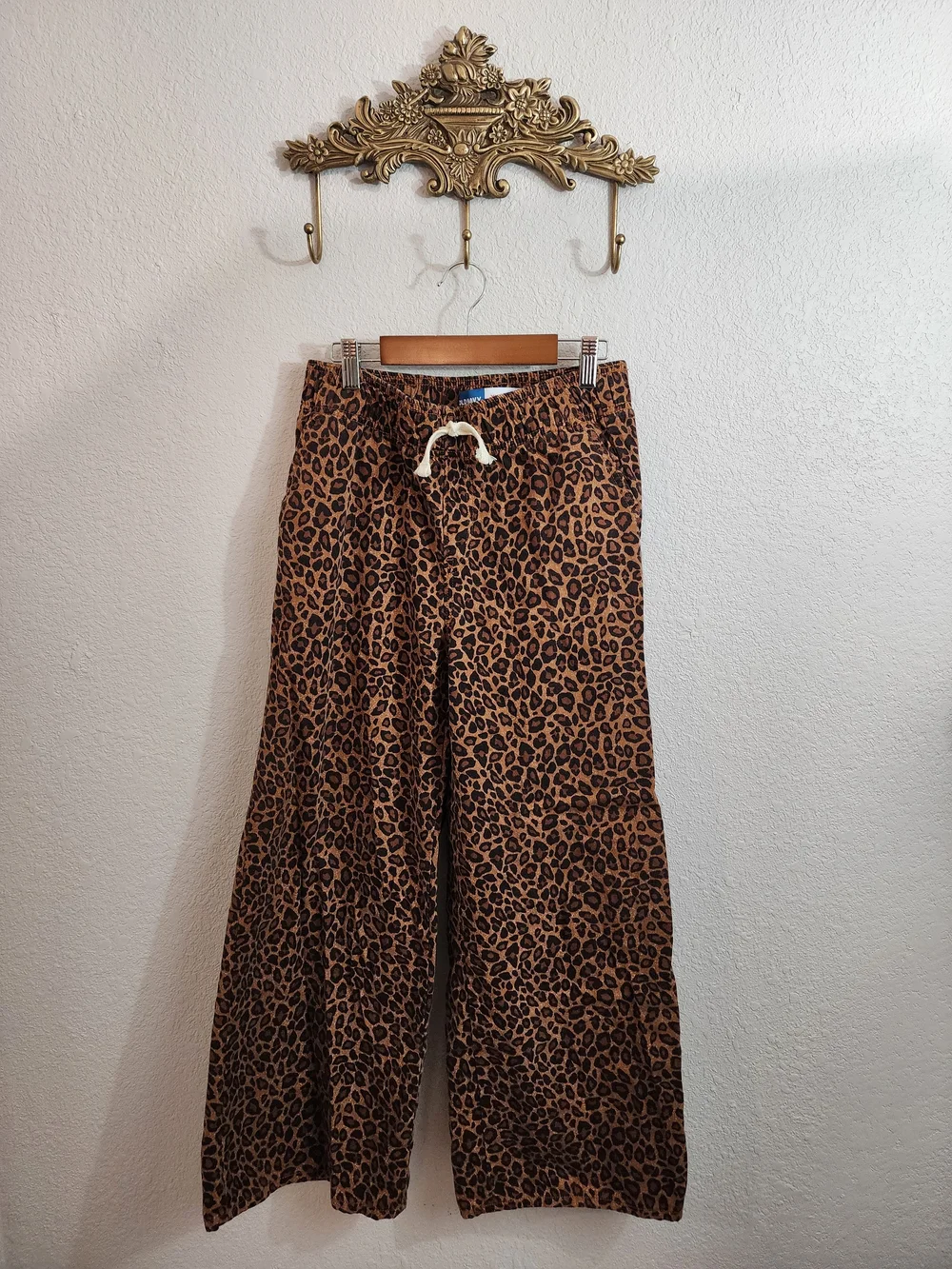 Old Navy Girls High-Rise Baggy Wide Leg Pants Leopard Print XL 14-16